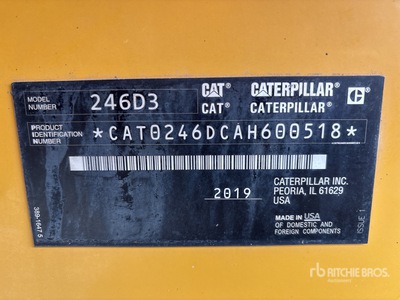 2019 Cat 246D3 Chargeuse à direction à glissement
