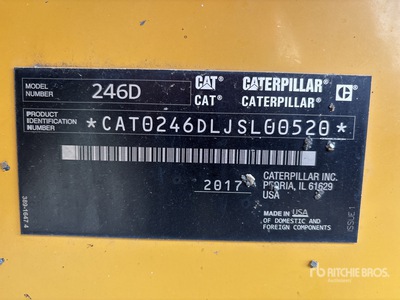 2017 Cat 246D Two-Speed High Flow XPS Chargeuse à direction à glissement