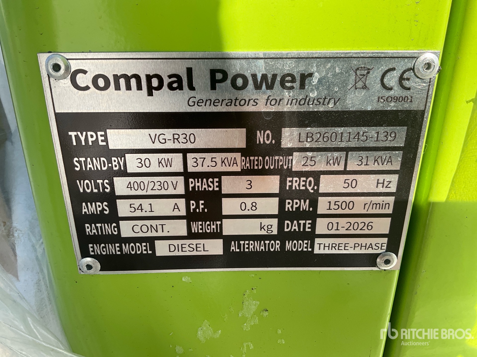 2026 Devol VG-R30 30KW Generator Set (Unused)