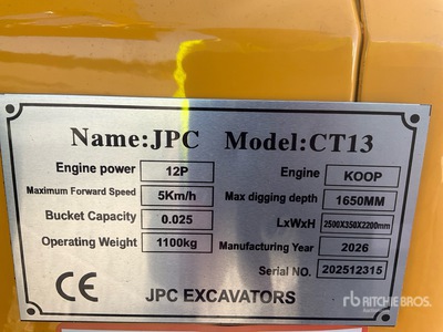 2026 JPC CT13 Minibagger (Unused)