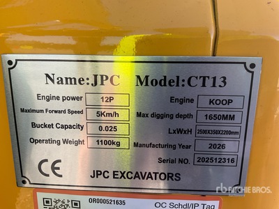 2026 JPC CT13 Minibagger (Unused)