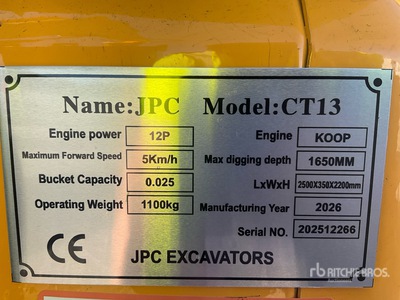 2026 JPC CT13 Minibagger (Unused)
