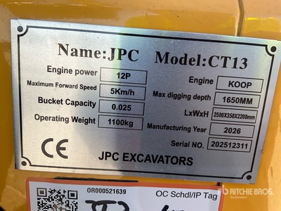2026 JPC CT13 Minibagger (Unused)