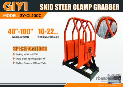2026 GIYI GY-CL100C 100 in Skid Steer Clamp Grabber Divers - Accessoires pour chargeuse à différentiel (Unused)