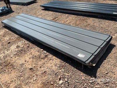 Quantity of (100) 12 ft x 3 ft Grey Metal Roof Panels (Unused)