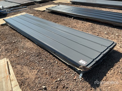 Quantity of (100) 12 ft x 3 ft Grey Metal Roof Panels (Unused)