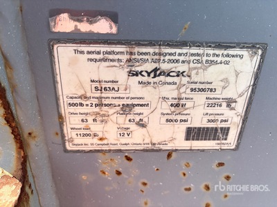 2016 Skyjack SJ63AJ 4WD Gasoline Nacelle articulée