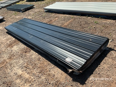 Quantity of (100) 12 ft x 3 ft Black Metal Roof Panels (Unused)