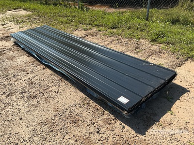 Quantity of (100) 12 ft x 3 ft Black Metal Roof Panels (Unused)