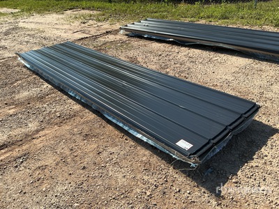 Quantity of (100) 12 ft x 3 ft Black Metal Roof Panels (Unused)