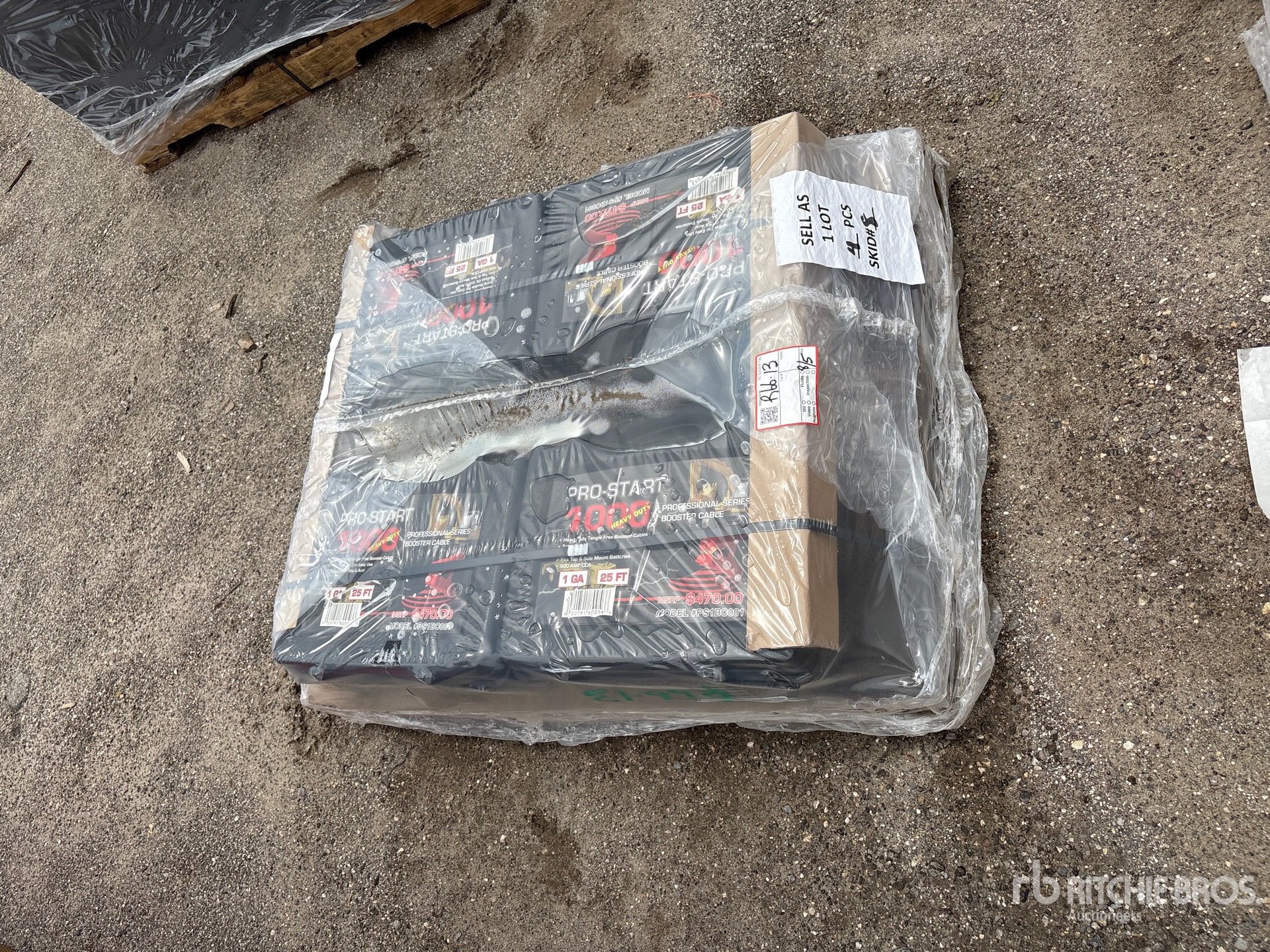Quantity of (4) 1 Gauge 25 ft Heavy Duty Booster Cable