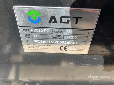 2026 AGT PD680-PZ 8 in Skid Steer Post Driver (Unused)