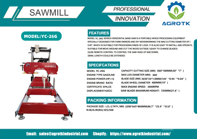 2026 AGT YC-26G Portable Sawmill (Unused)