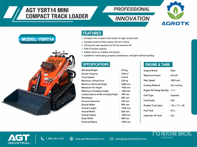 2026 AGT YSRT14 Mini Oruga cargadora compacta (Unused)