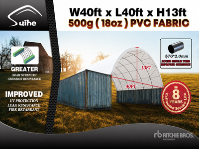 2026 Suihe C404013-500gPVC 40 ft x 40 ft x 13 ft Container Shelter (Unused)