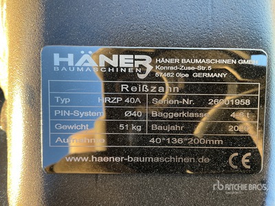 2026 Haener HRZP40A Excavator Ripper (Unused)