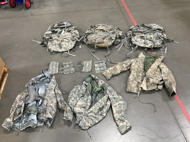(3) Large Field Pack Sets, (33) M4 Three Mag Pouches & Assorted Items