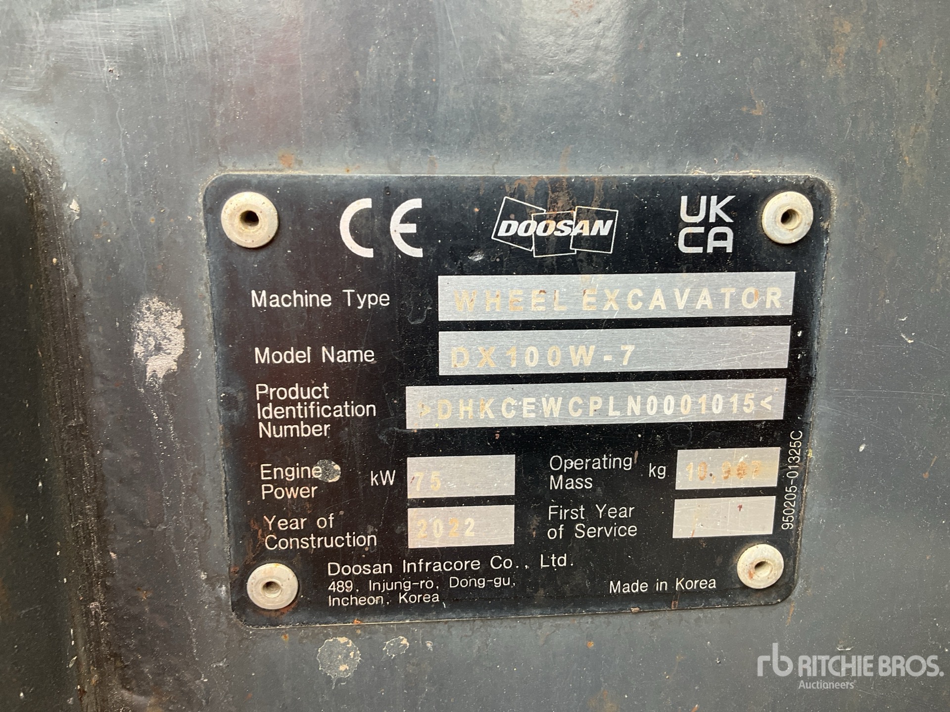 2022 Doosan DX100W-7 Wheel Excavator