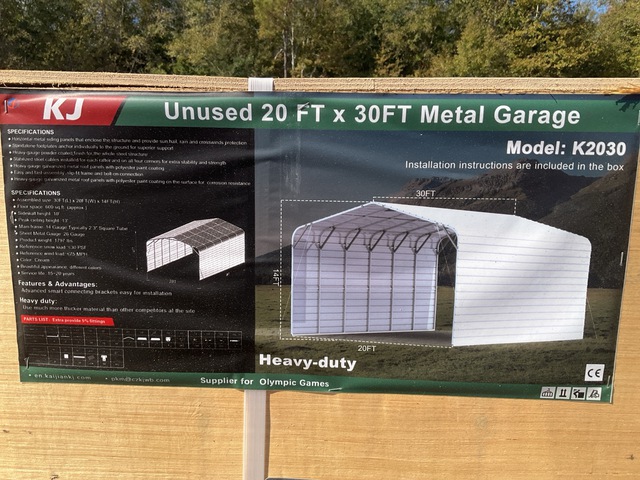 KJ K2030 Metal Garage - Unused