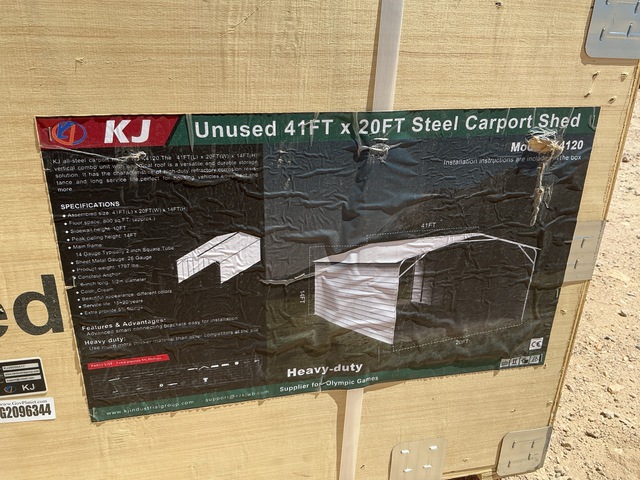 KJ K4120 Steel Carport Shed - Unused