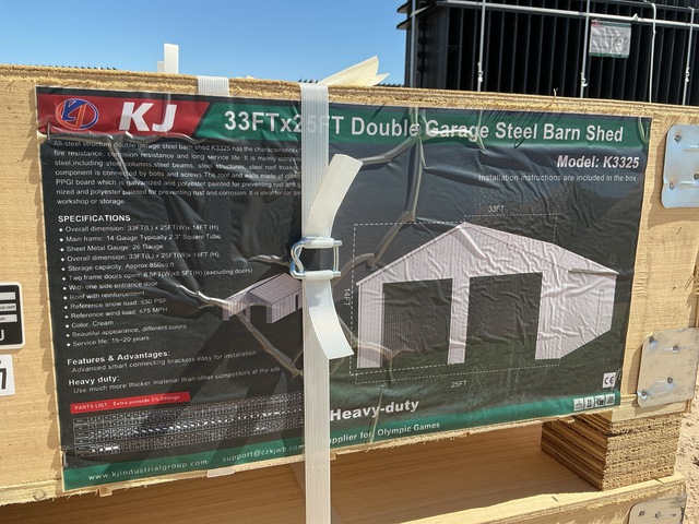KJ K3325 Double Garage Steel Barn Shed - Unused