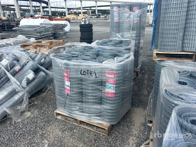Quantity of (3) Pallets of 100 ft x 1 in x 2 in x 36 in Galvanized Welded Fence (Unused)