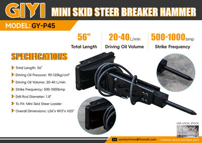 2026 GIYI GY-P45 Mini Skid Steer Breaker (Unused)