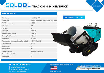 2026 SDLOOL SL-MT750 Track Mini Mixer Carretilla para hormigón (Unused)