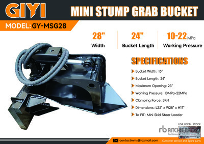 2026 GIYI GY-MSG28 Mini Stump Cazo con garfio para minicargadora (Unused)