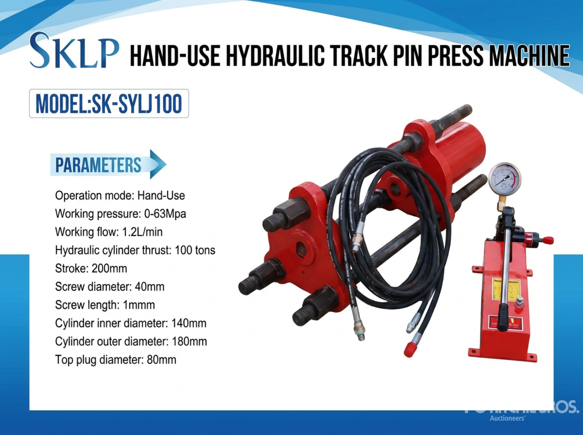 2026 SKLP SK-SYLJ100 Hand-Use Hydraulic Track Pin Press Machine (Unused)