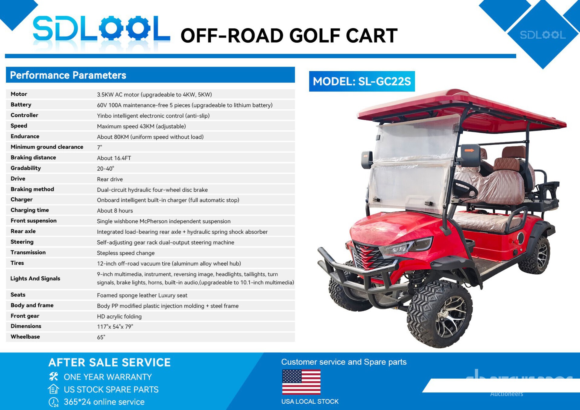 2026 SDLOOL SL-GC22S Electric Off-Road Golf Cart (Unused)