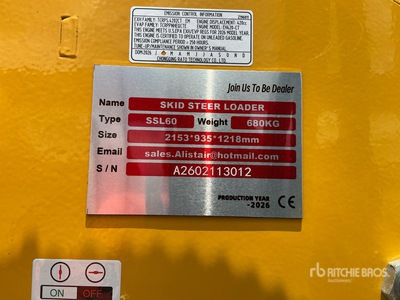 2026 SSL60 Mini Compact Track Loader (Unused)