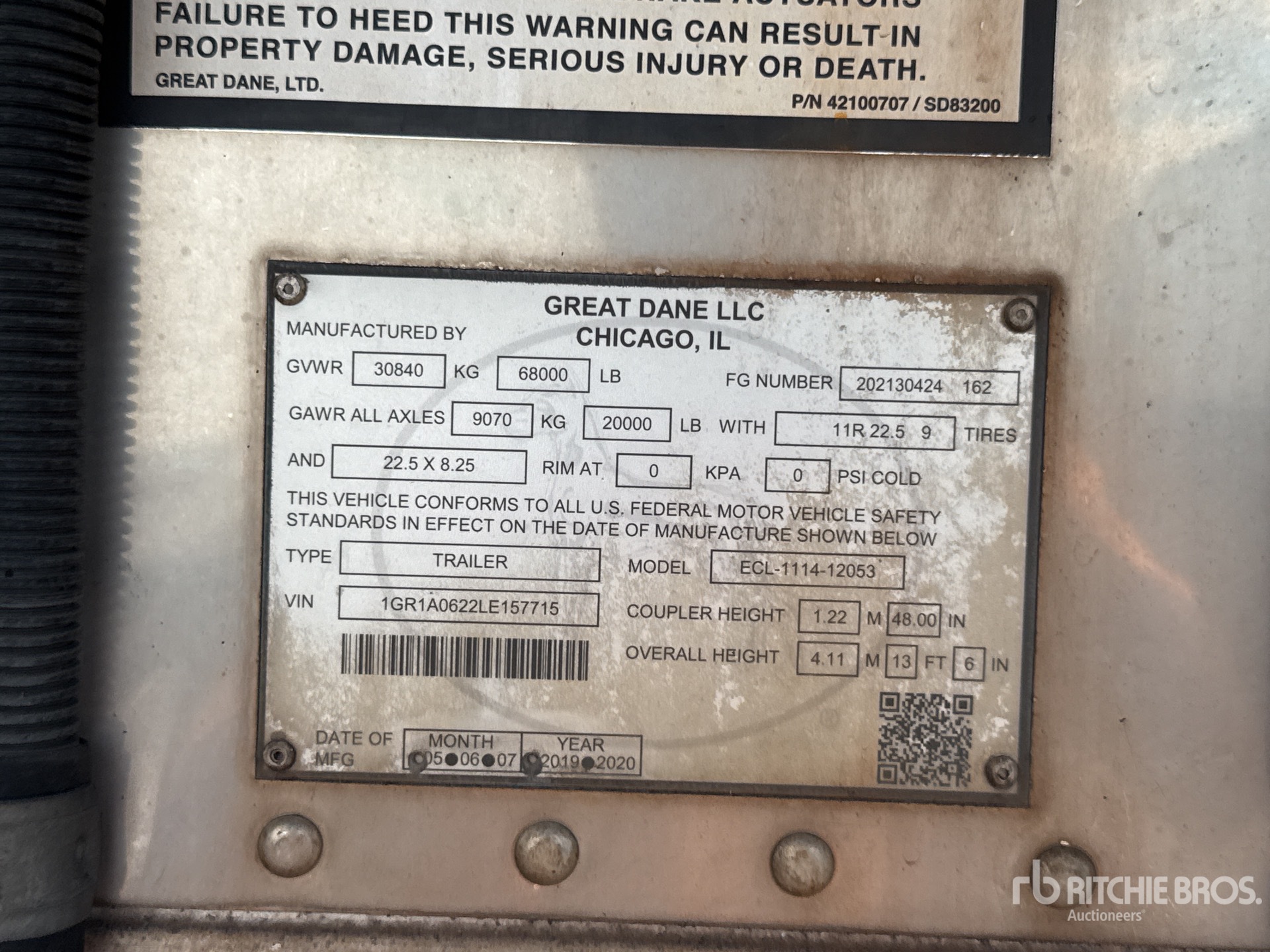 2020 Great Dane 53 ft x 102 in T/A Refrigerated Trailer