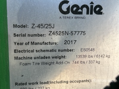 2017 Genie Z45/25JRT Nacelle articulée