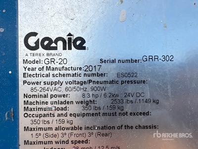 2017 Genie GR20 Vertical Mast Lift