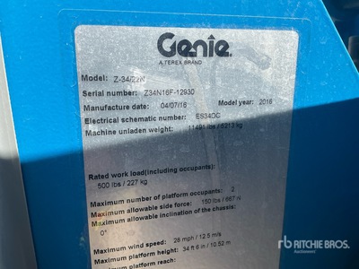 2016 Genie Z34/22N Plataformas Elevadoras Articuladas