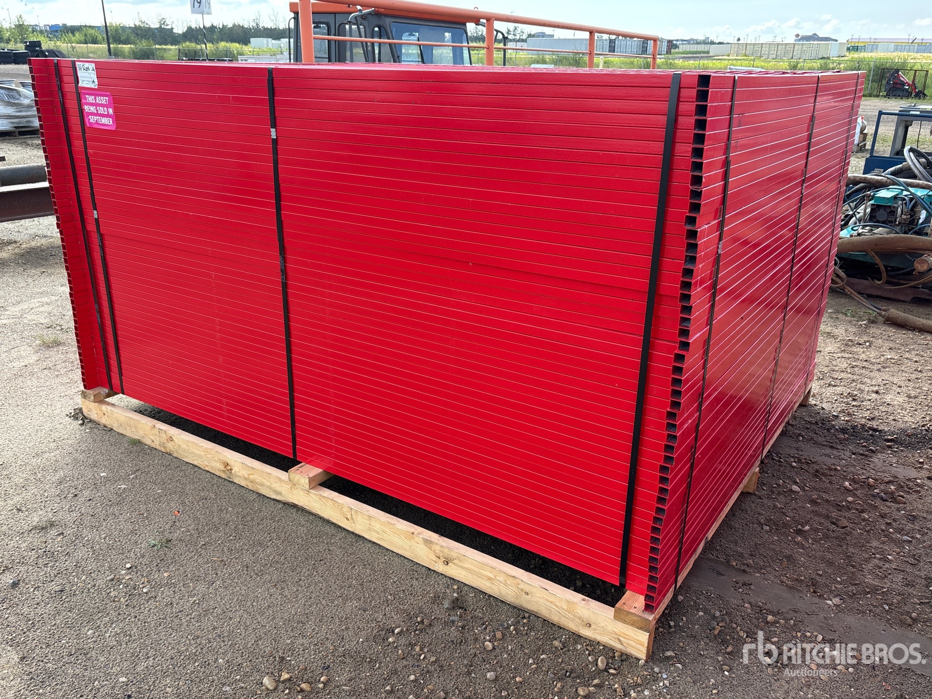 Quantity of (46) 7 ft 6 in x 6 ft Powder Coated Site Fence
