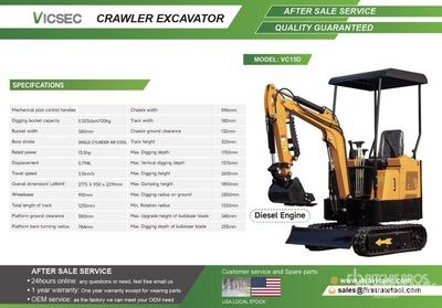 2026 VICSEC VC15D Mini Excavator (Unused)