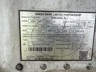 2017 Great Dane 53 ft x 102 in T/A Przyczepa chłodnia