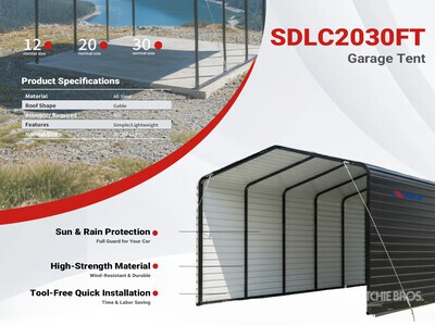 2026 SDLC2030FT 20 ft x 30 ft Enclosed Carport (Unused)