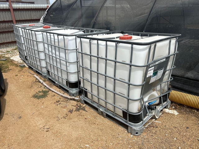 Quantity of (4) Schutz Ecobulk/Recobulk 250 gal Skid Mounted Poly Fertilizer Tank