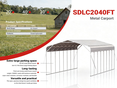 2026 SDLC2040FT 20 ft x 40 ft Multi-Use Metal Abri d'Auto (Unused)