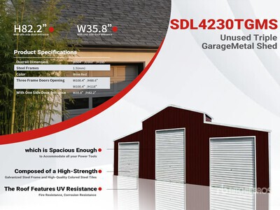 2026 SDL4230TGMS 42 ft x 30 ft Triple Garage Metal Unterstand (Unused)