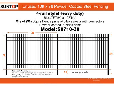 Quantity of (30) 2026 SUNTOP S0710-30 10 ft x 7 ft Powder Coated Fencing (Unused)