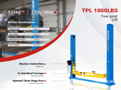 2026 TPL-BLUE 2 Post 10000 lb Vehicle Lift (Unused)