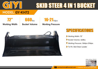 2026 GIYI GY-KH72 72 in Multi-Purpose Skid Steer Bucket (Unused)