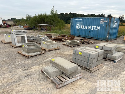 Quantity of (19) Pallets of Sewer Risers, Grates and Cement Blocks متفرقات. معدات الأسمنت