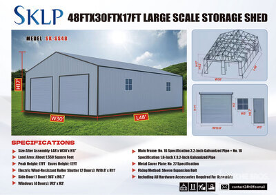 2026 SKLP SK-SS48 30 ft x 48 ft Storage Building (Unused)