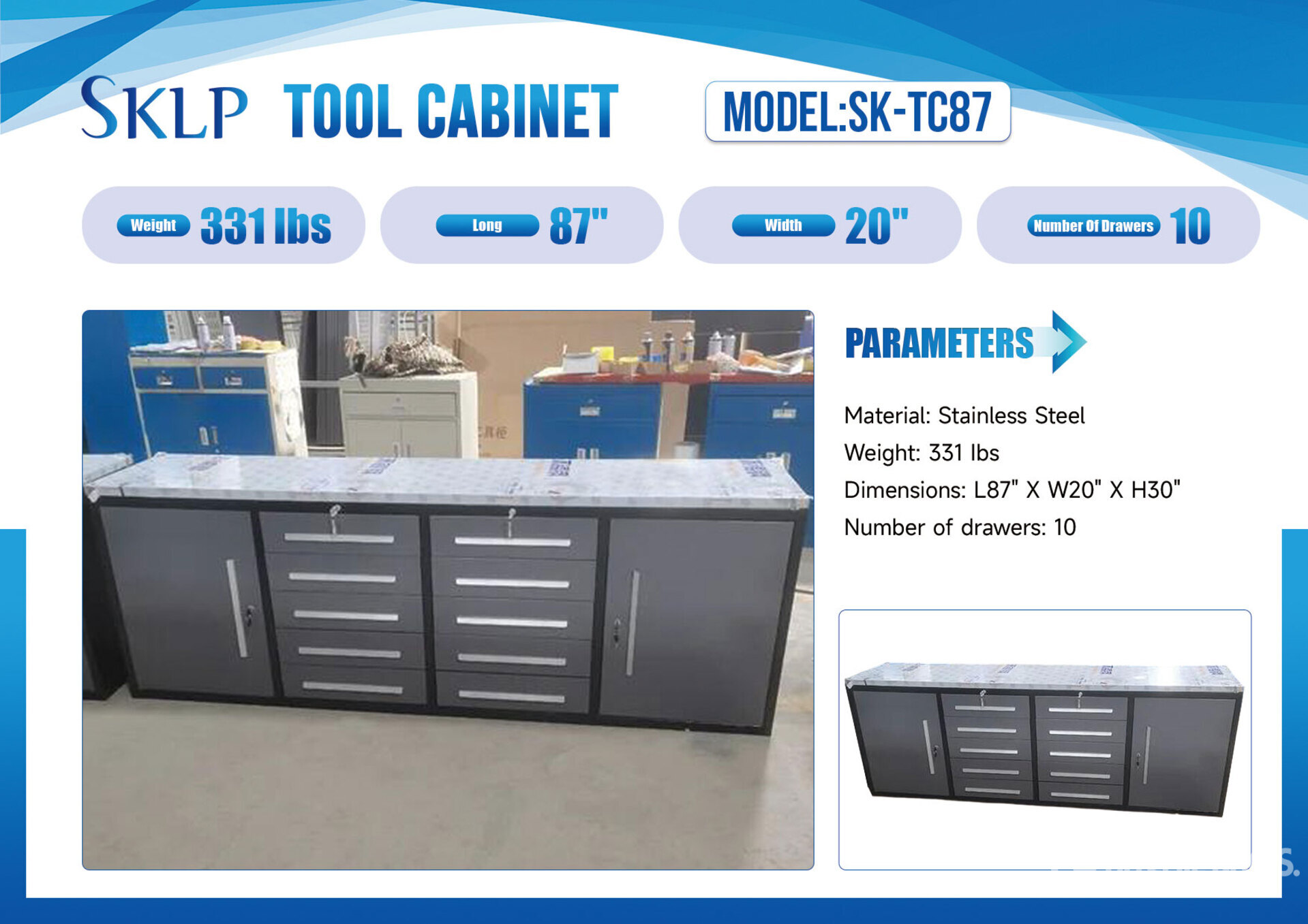 2026 SKLP SK-TC87 87 in 10-Drawer Tool Cabinet (Unused)