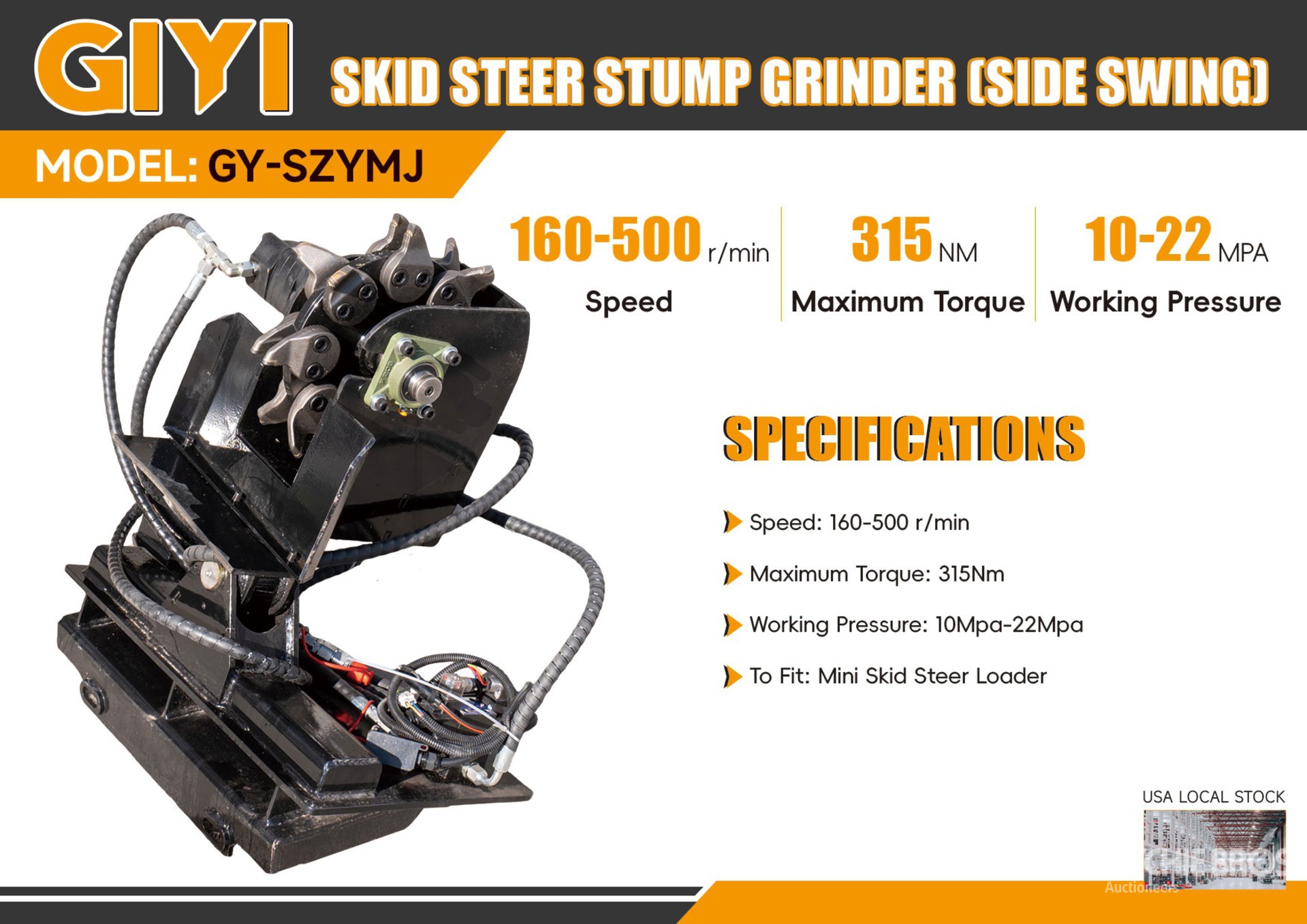 2026 GIYI GY-C SZYMJ Mini Skid Steer Stump Grinder (Unused)